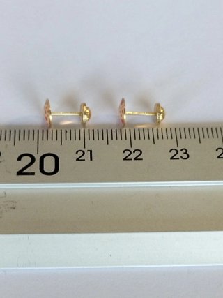 Pendientes bebé oro amarillo puntos rosas