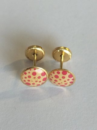 Pendientes bebé oro amarillo puntos rosas
