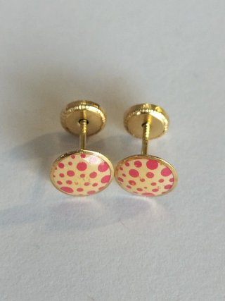 Pendientes bebé oro amarillo puntos rosas
