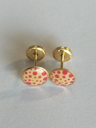Pendientes bebé oro amarillo puntos rosas