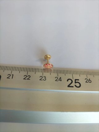Pendientes bebé oro amarillo puntos rosas