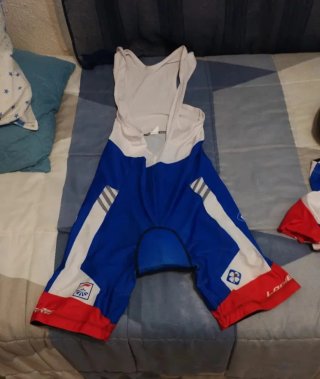 Traje Ciclismo Culotte Tirantes Azul Blanco Rojo