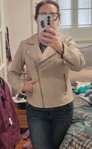 Chaqueta Biker Crema