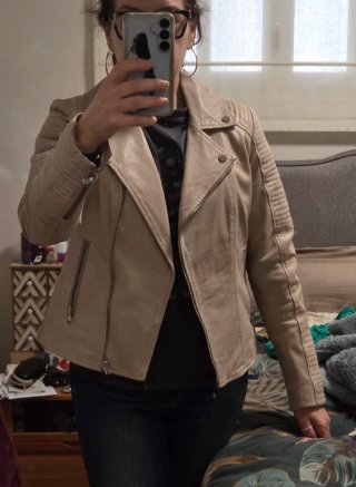 Chaqueta Biker Crema
