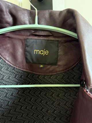 Chaqueta de cuero Maje  con borreguito desmontable