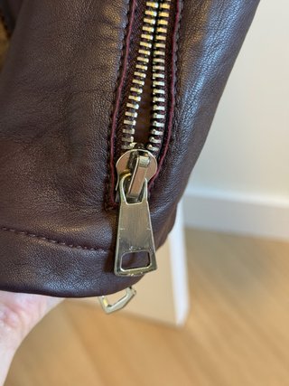 Chaqueta de cuero Maje  con borreguito desmontable