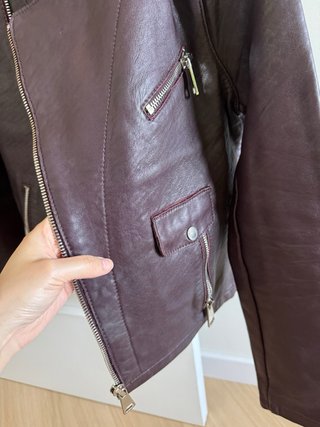 Chaqueta de cuero Maje  con borreguito desmontable