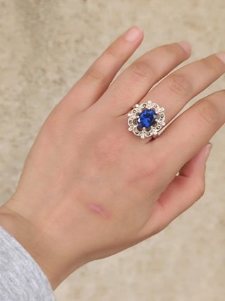 Anillo Vintage Plata de Ley Estilo "Lady Di"- 6,5g