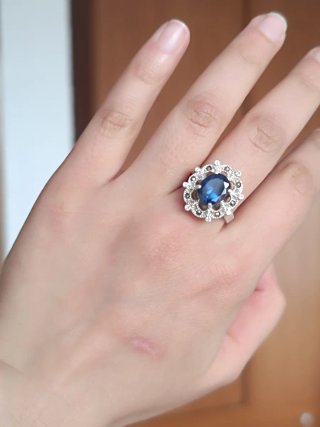 Anillo Vintage Plata de Ley Estilo "Lady Di"- 6,5g