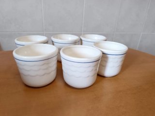 Set 6 Mini Cuencos Cerámica Azul y Blanco