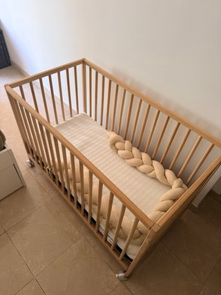 Cuna bebé madera natural 60x120 + colchón