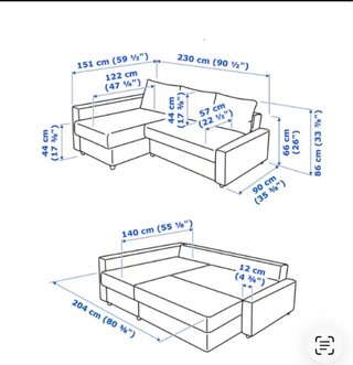 Sofá cama gris de tela