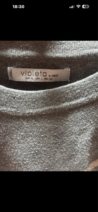 Jersey Mango rayas beige y gris