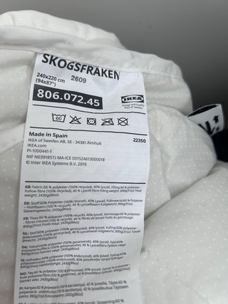 Edredón SKOGSFRÄKEN IKEA Blanco 220x240