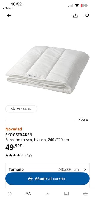 Edredón SKOGSFRÄKEN IKEA Blanco 220x240