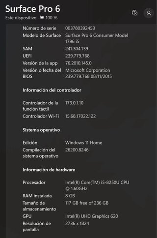 Microsoft Surface Pro 6 128GB SSD 8GB RAM
