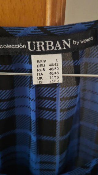 Blusa URBAN cuadros azul y negro Talla L