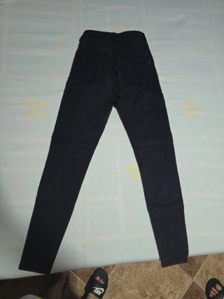 Jeans Skinny Negro Bershka Talla 38 Tiro Alto