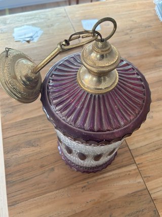 Lámpara Luna Vintage Vidrio Morado