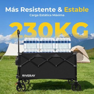 Carro plegable grande 300L con ruedas 360° y freno