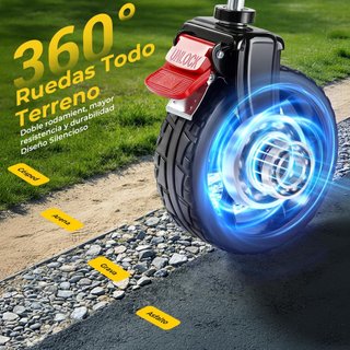 Carro plegable grande 300L con ruedas 360° y freno