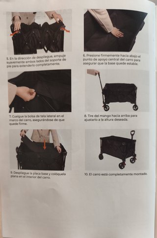 Carro plegable grande 300L con ruedas 360° y freno