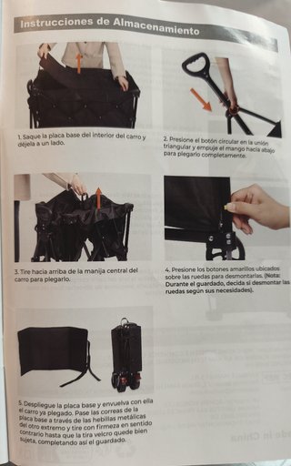 Carro plegable grande 300L con ruedas 360° y freno