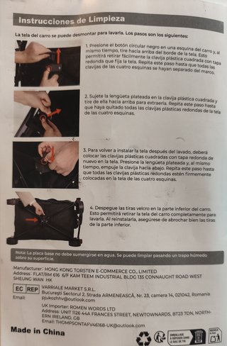 Carro plegable grande 300L con ruedas 360° y freno