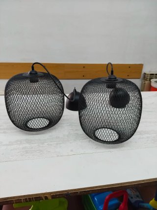 2 Lámparas Colgantes Rejilla Negra Ikea