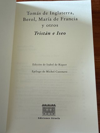 Tristán e Iseo. Biblioteca Medieval. Siruela