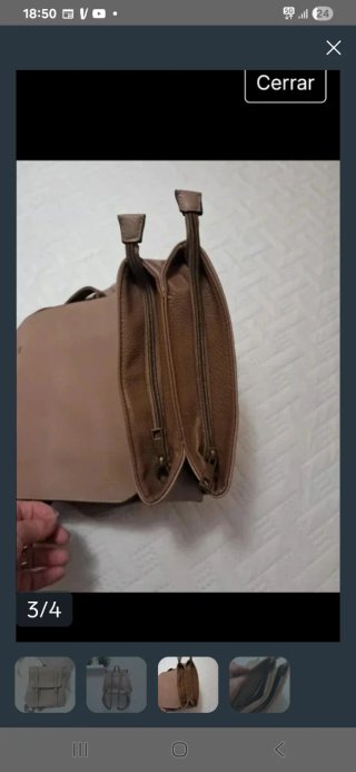 Mochila taupe nueva 25x30