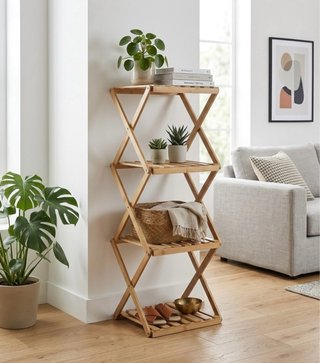 Estantería Bambú Madera Plegable 4 Niveles - Nueva