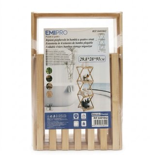 Estantería Bambú Madera Plegable 4 Niveles - Nueva