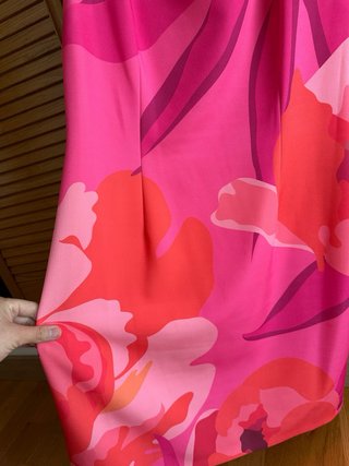 Vestido estampado Olimara fucsia y naranja