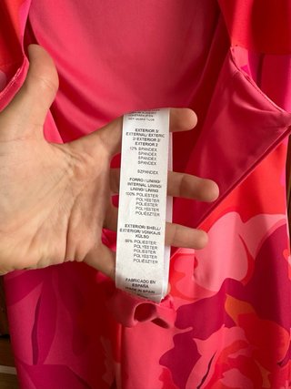 Vestido estampado Olimara fucsia y naranja