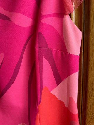 Vestido estampado Olimara fucsia y naranja