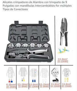 Alicates crimpadores 9 mandíbulas intercambiables