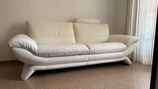 Sofá Natuzzi Piel Blanca Diseño Italiano