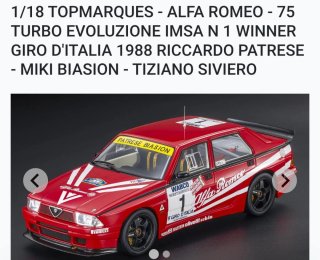 Chiedere la disponibilità Alfa Romeo 1:18 Turbo Ev