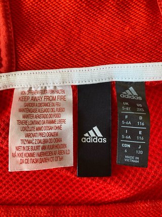 Felpa Adidas Bambino 5/6 Anni Rossa