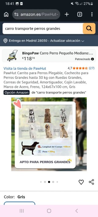 Carrito PawHut para perros grandes