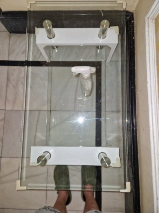 Mesa de centro cristal y metal