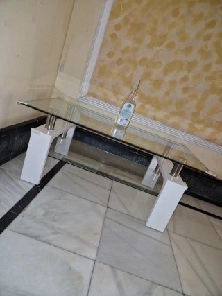 Mesa de centro cristal y metal