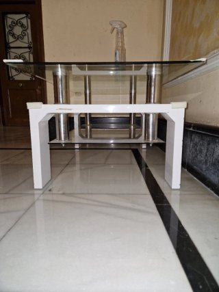 Mesa de centro cristal y metal