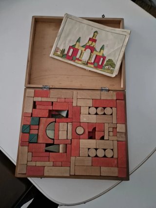 Juego construcción madera antiguo