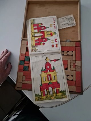 Juego construcción madera antiguo