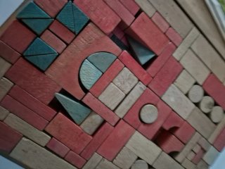 Juego construcción madera antiguo