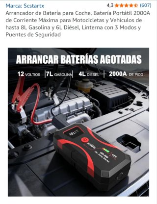 Arrancador Coche Portátil 2000A Scstartx