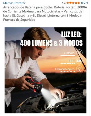 Arrancador Coche Portátil 2000A Scstartx
