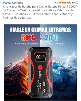 Arrancador Coche Portátil 2000A Scstartx